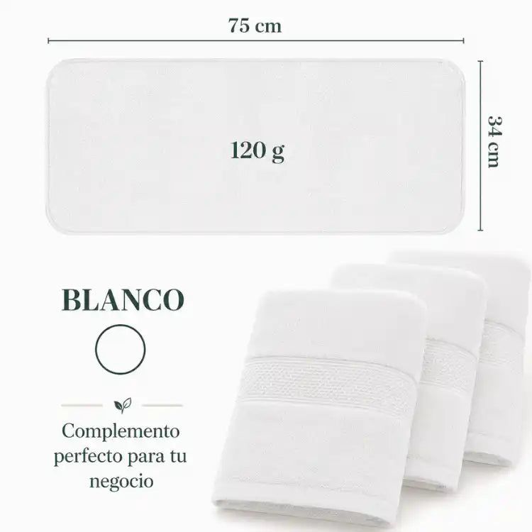 Pack 4 Toalla Blanca Mano Algodon Peluqueria Hotel Spa 35x75 | abf087-b0