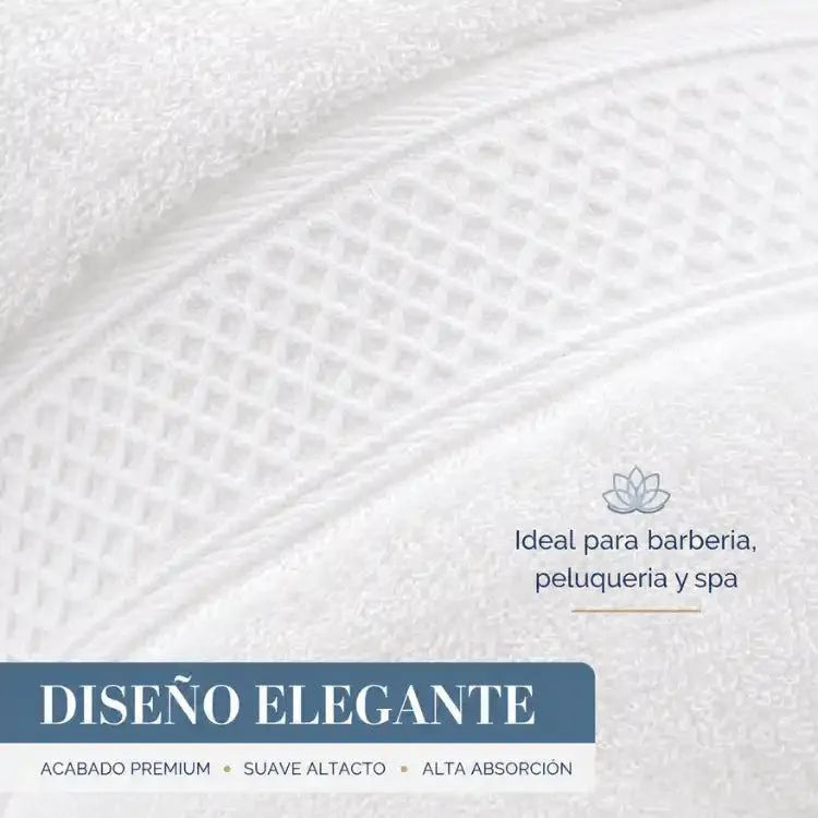 Pack 4 Toalla Blanca Mano Algodon Peluqueria Hotel Spa 35x75 | abf087-b0