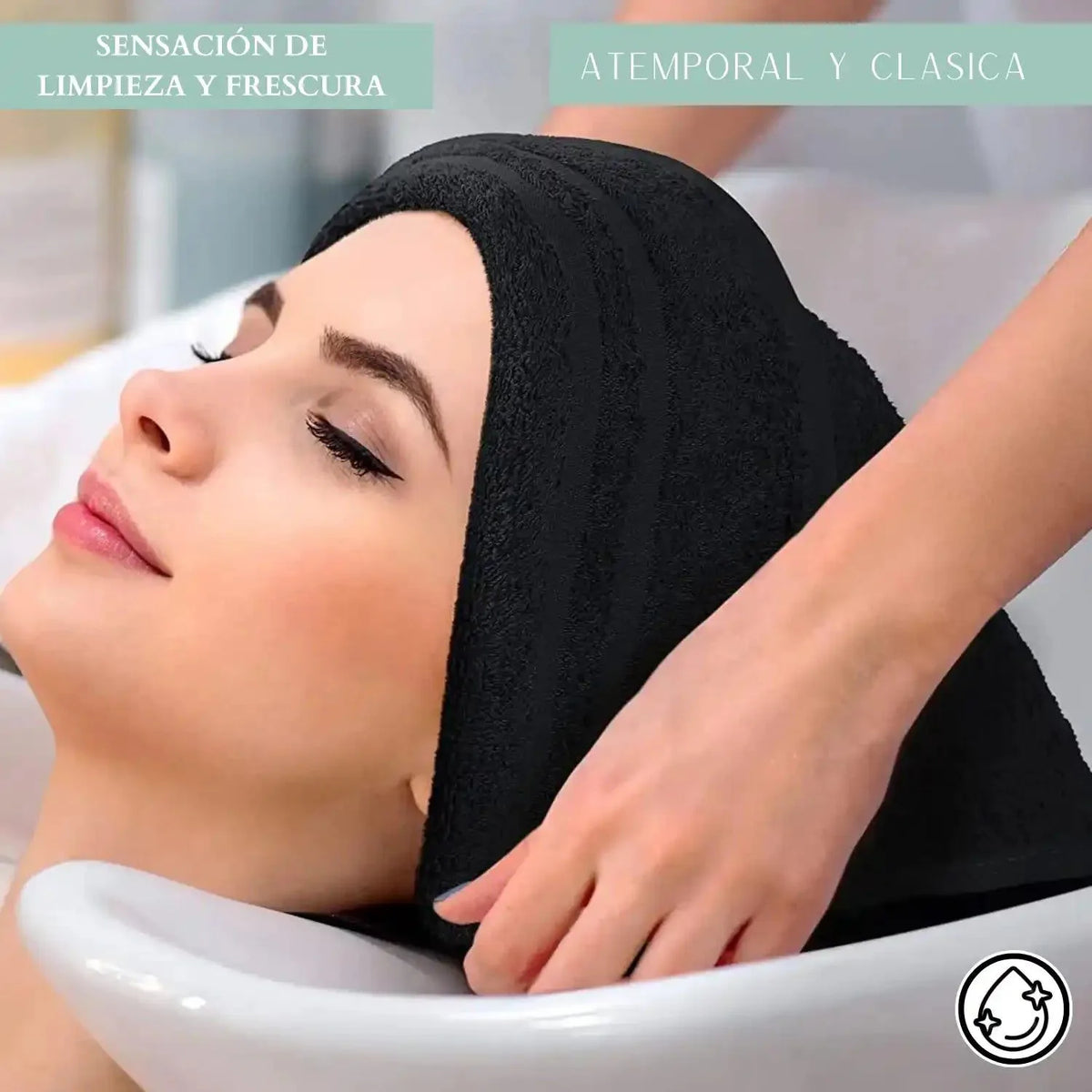 Pack 3 Toalla de Algodón negra para peluqueria Piso Hotel 50x100 CM | abf087-b0