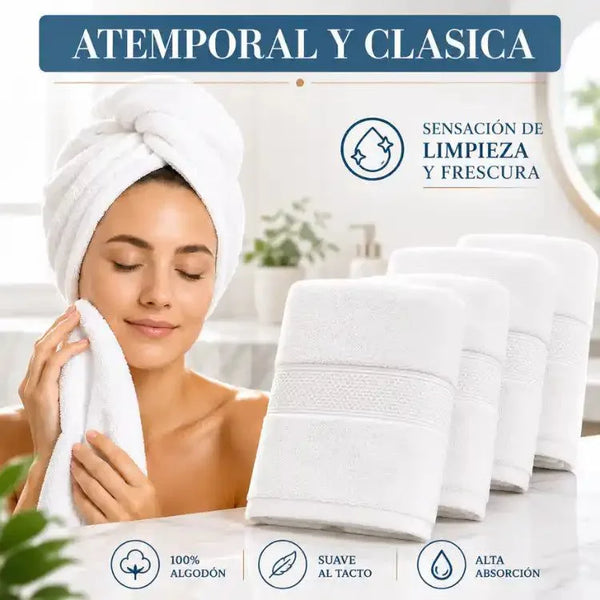 Pack 4 Toalla Blanca Mano Algodon Peluqueria Hotel Spa 35x75 | abf087-b0