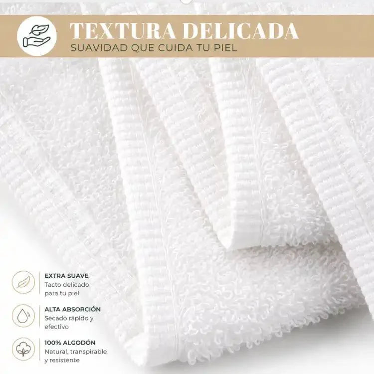 Pack 4 Toalla Blanca Mano Algodon Peluqueria Hotel Spa 35x75 | abf087-b0