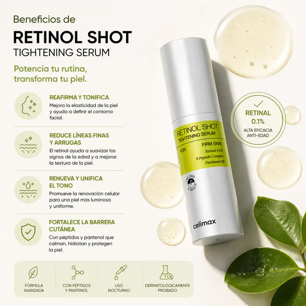 Suero facial CELIMAX THE VITA A RETINOL para reafirmar, textura ligera, envase de 30 ml, cuidado de la piel coreano.